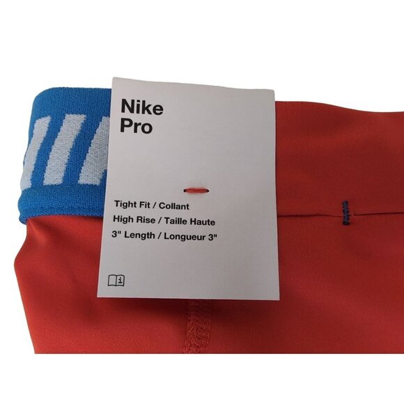 Nike Pro Training Shorts‎ Womens Small Orange Red Blue 3" High Rise Tight Fit - Picture 6 of 10